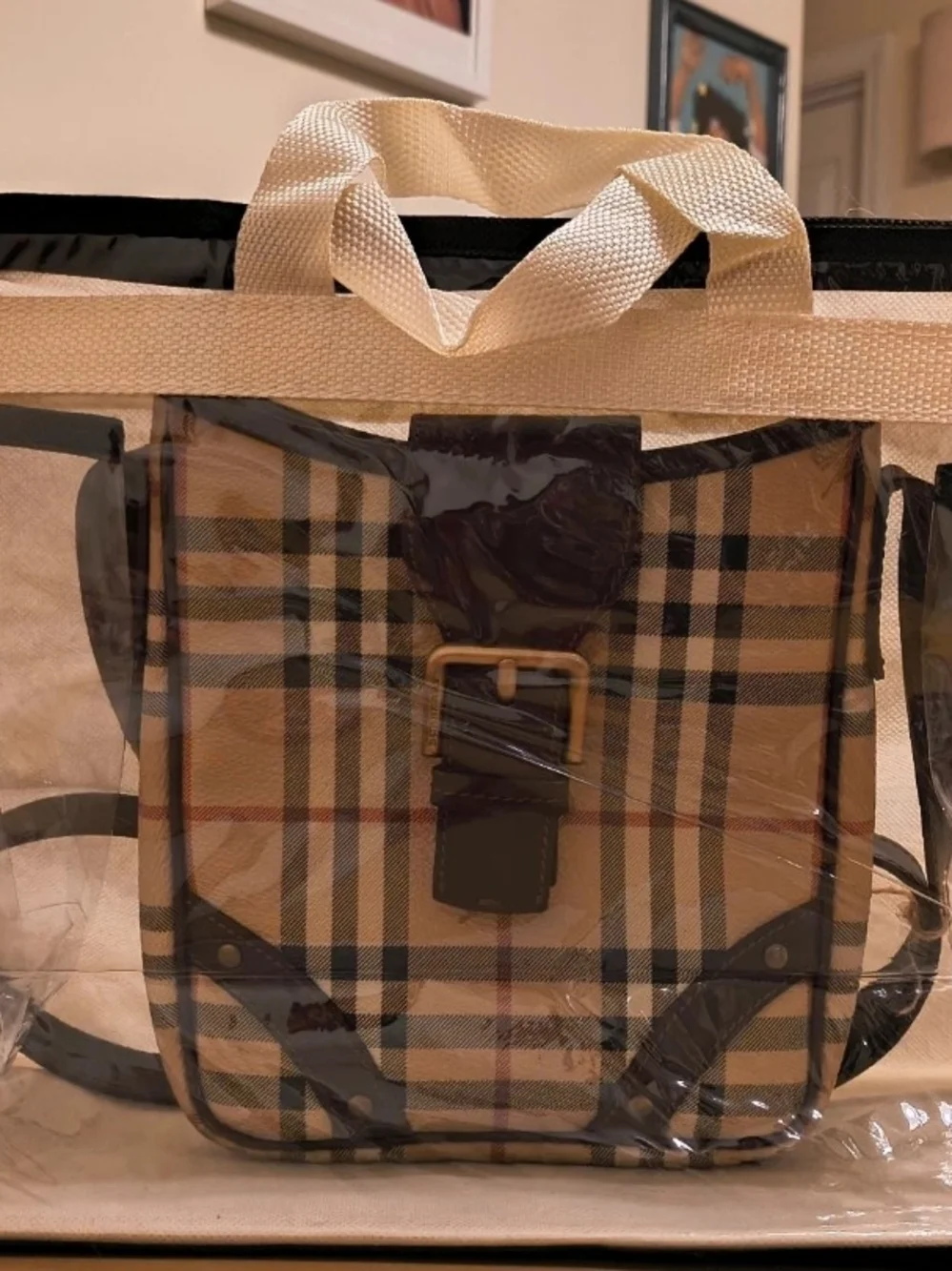Authentic Vintage Burberry Haymarket Check Crossbody - Shadow Horse - Picture 2 of 11